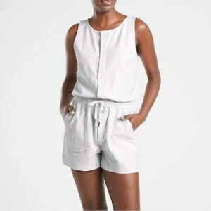 Athleta Grey Printed Farallon Romper Shorts Jumpsuit  - Size 1X